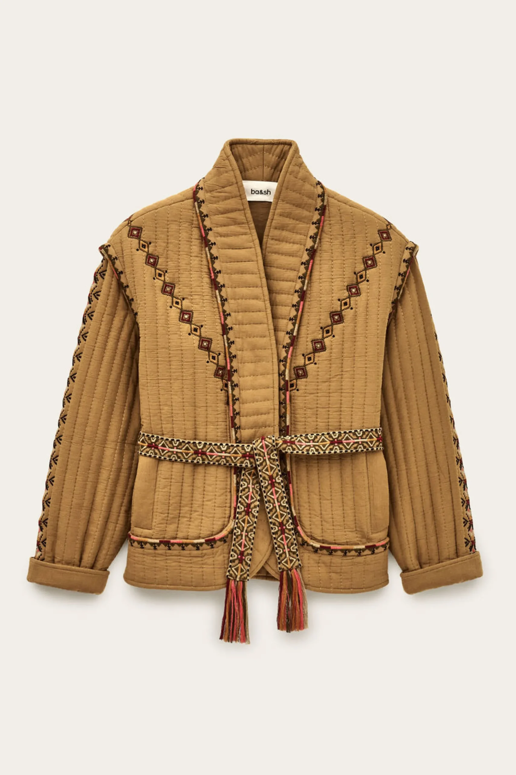Ba&Sh COCOON veste matelassée brodée MARRON