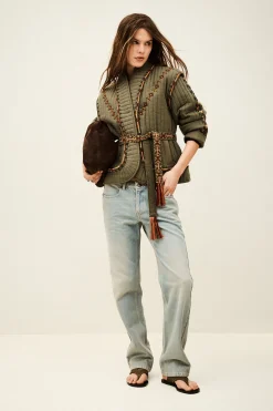 Ba&Sh COCOON veste matelassée brodée VERT Best