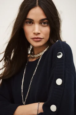 Ba&Sh COLEEN robe pull cachemire BLEU