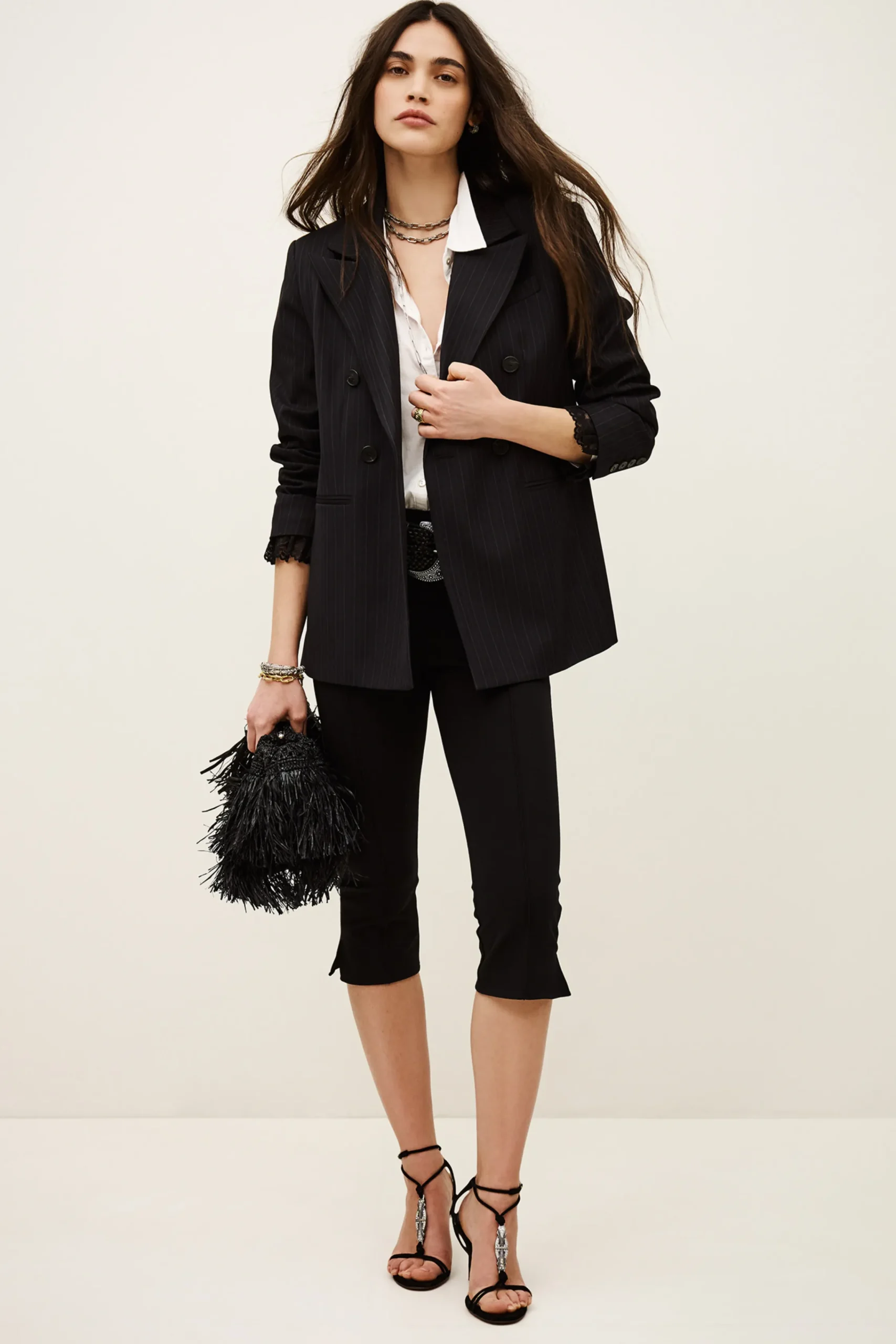 Ba&Sh COLINE veste tailleur rayures BLEU