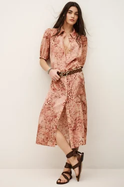 Ba&Sh CORMA robe chemise midi ROSE Outlet
