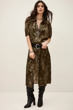 Ba&Sh CORMA robe chemise midi VERT Clearance