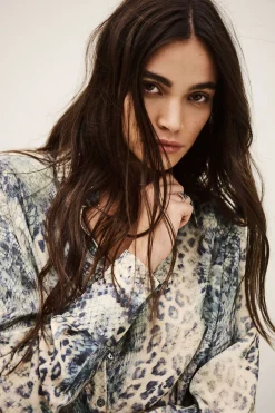Ba&Sh CORNELIA chemise épaulée imprimée BLEU