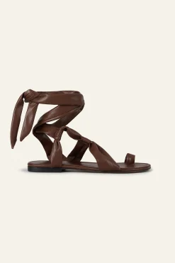 Ba&Sh COVILLA sandales plates nouées MARRON Outlet