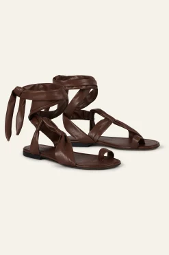 Ba&Sh COVILLA sandales plates nouées MARRON Outlet