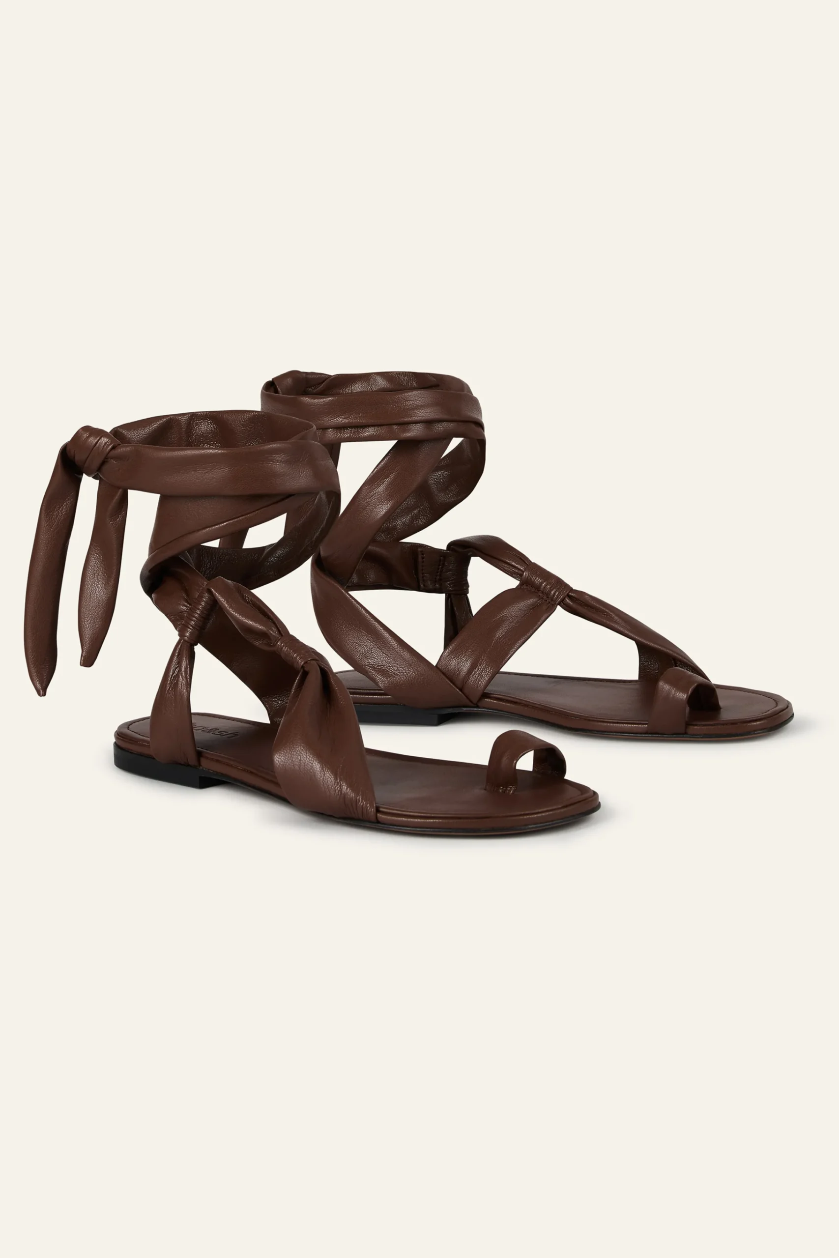 Ba&Sh COVILLA sandales plates nouées MARRON Outlet