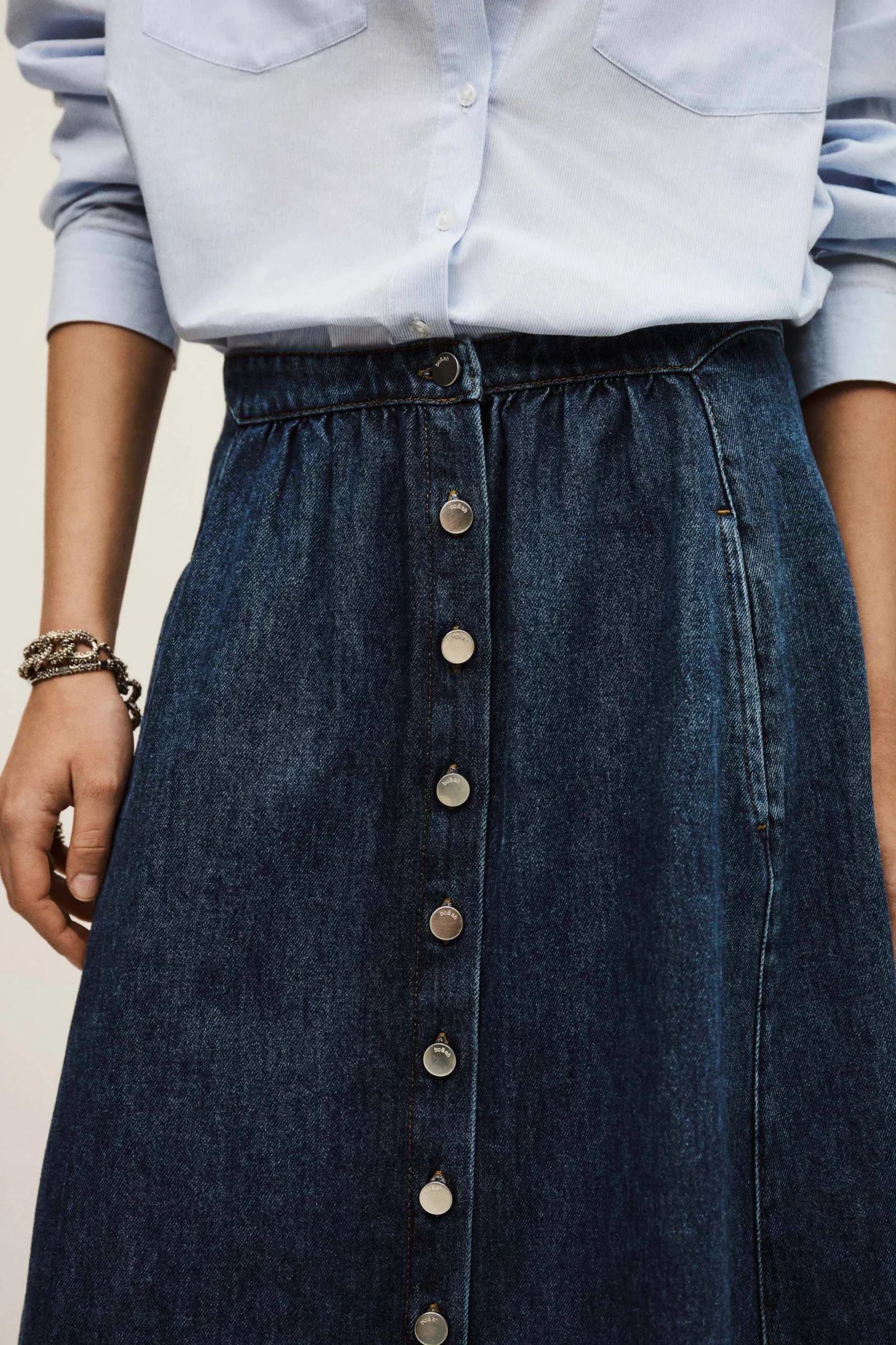 Ba&Sh COWIE jupe midi denim BLEU Outlet