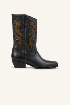 Ba&Sh CURTIS bottes santiags cuir NOIR Discount