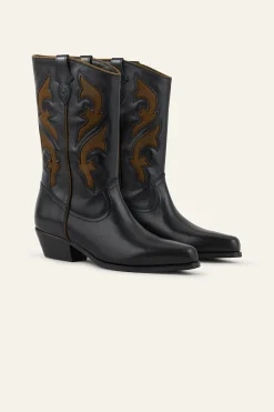 Ba&Sh CURTIS bottes santiags cuir NOIR Discount