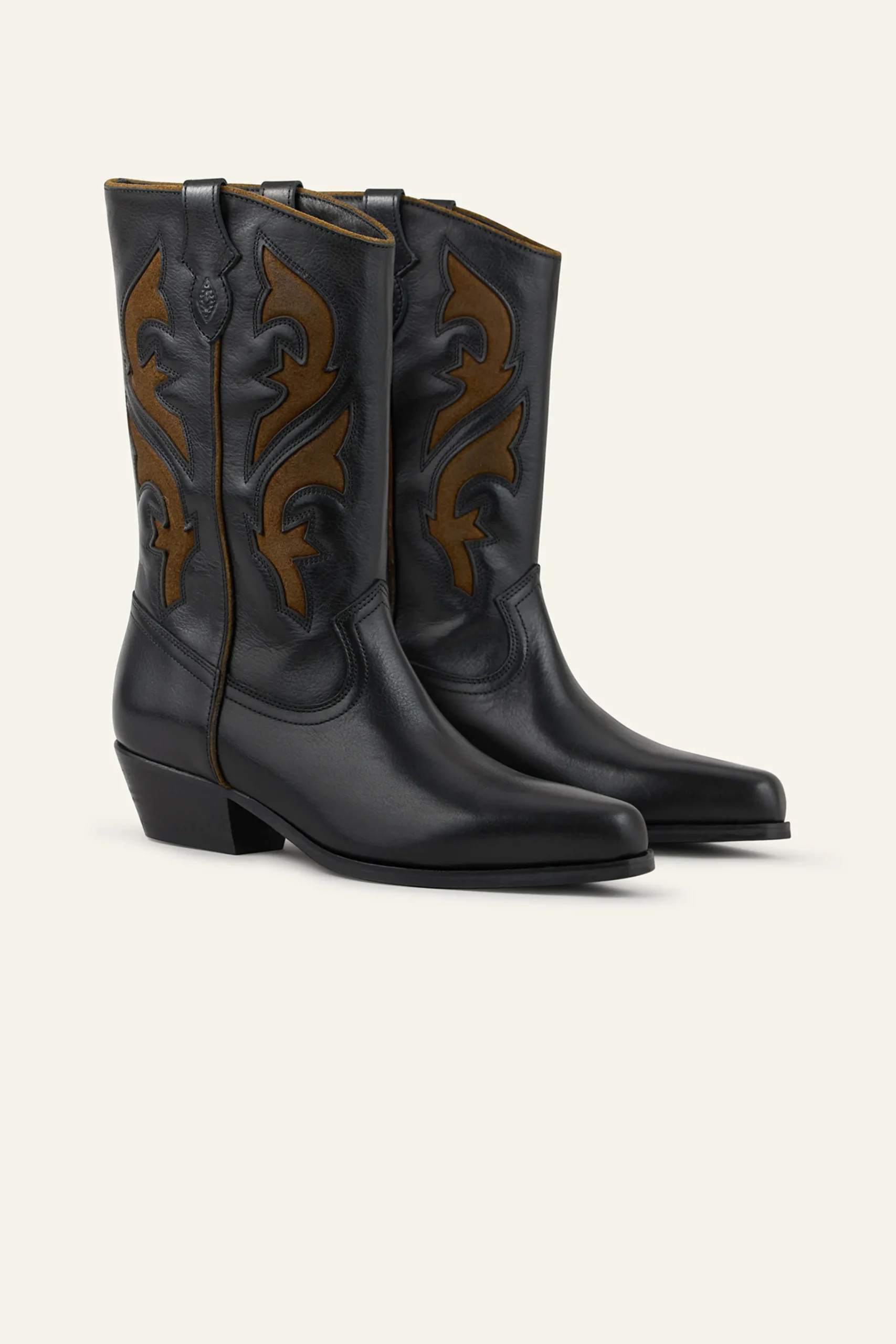 Ba&Sh CURTIS bottes santiags cuir NOIR Discount