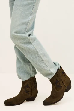 Ba&Sh CURTIS bottines santiags daim MARRON Clearance