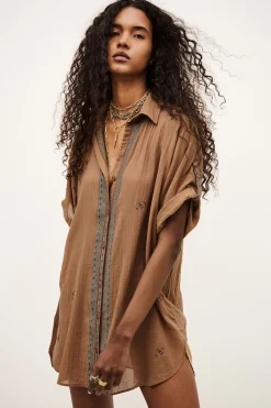 Ba&Sh DAELA chemise brodée BEIGE Online
