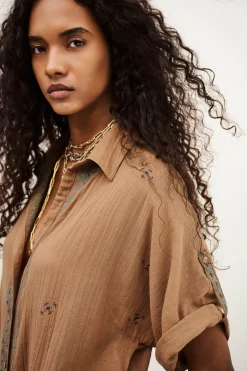 Ba&Sh DAELA chemise brodée BEIGE Online