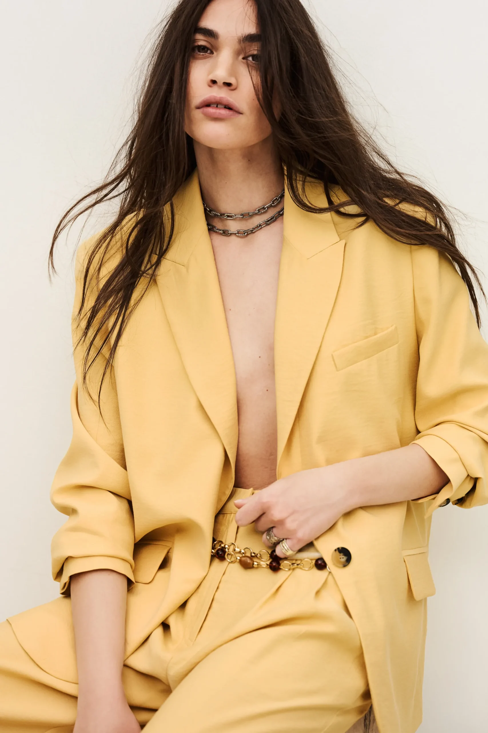 Ba&Sh DALENA veste tailleur JAUNE New