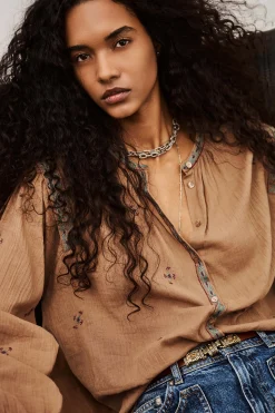 Ba&Sh DALILA chemise brodée BEIGE Discount