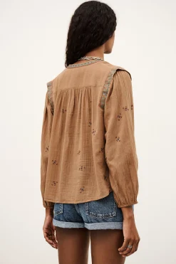 Ba&Sh DALILA chemise brodée BEIGE Discount