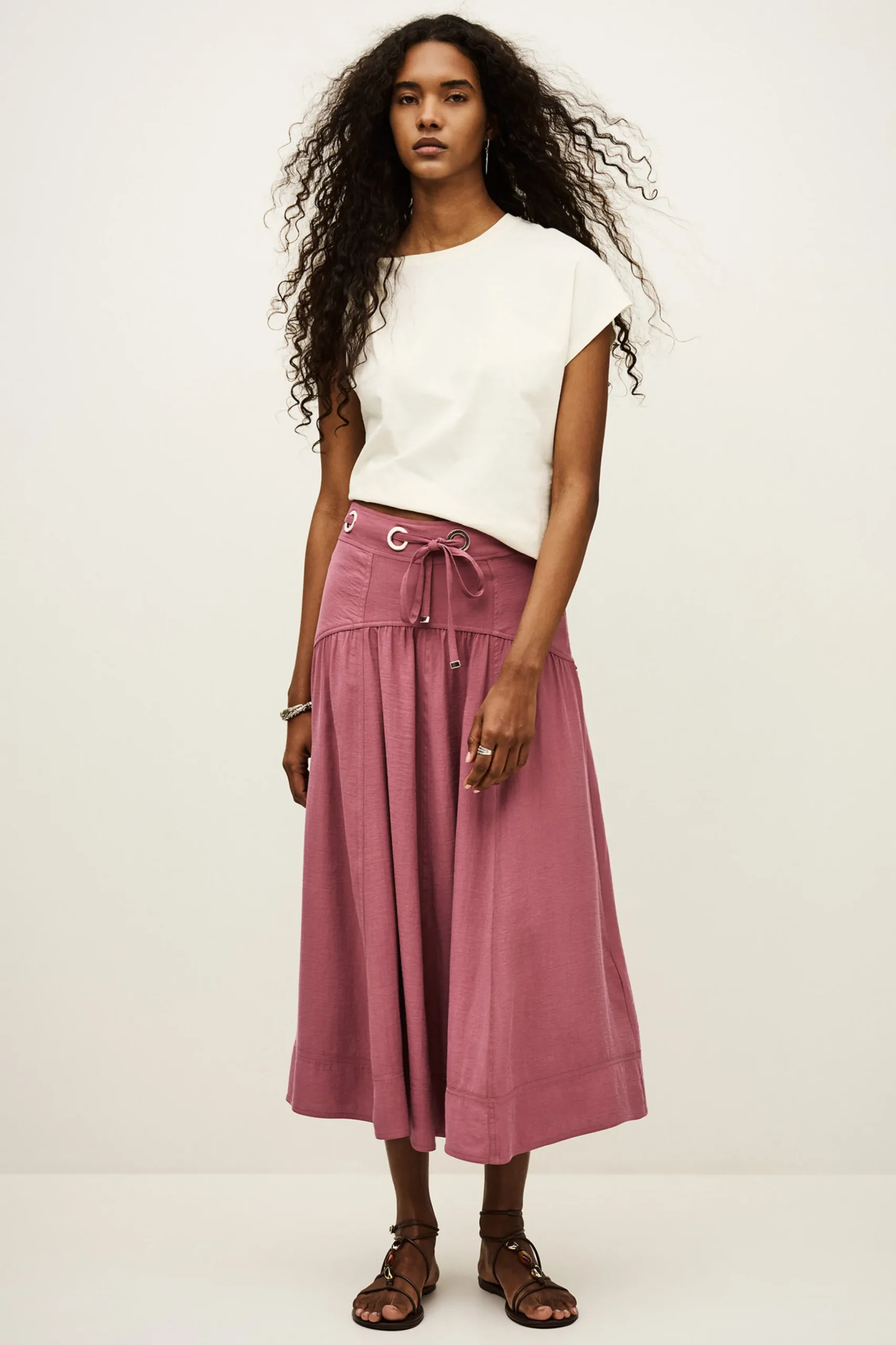 Ba&Sh DONIA jupe midi ROSE Sale