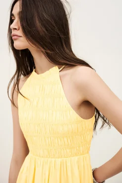 Ba&Sh ERIS robe smockée longue JAUNE Clearance