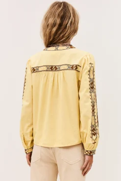 Ba&Sh FAUSTINA blouse brodée manches JAUNE Outlet