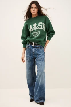 Ba&Sh FENJA sweat-shirt col rond VERT New