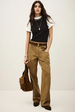 Ba&Sh FIMA pantalon large fluide MARRON Clearance