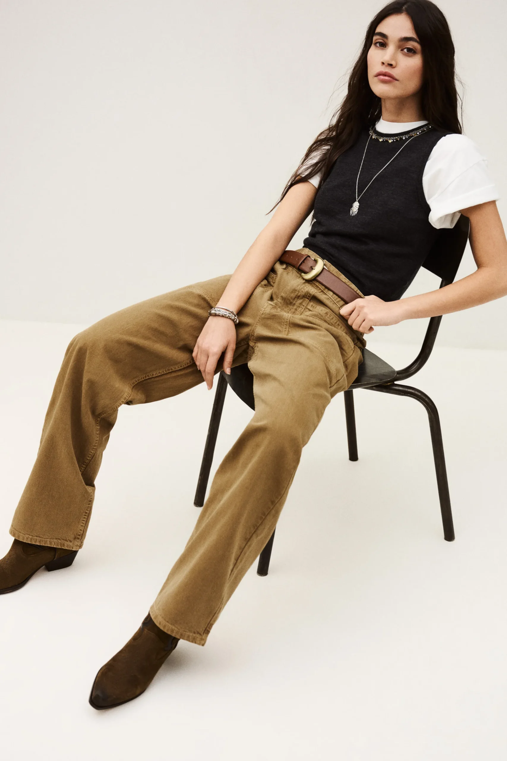 Ba&Sh FIMA pantalon large fluide MARRON Clearance