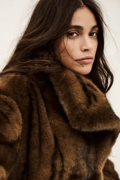 Ba&Sh FOXY manteau fausse fourrure MARRON Best