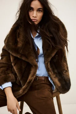 Ba&Sh FOXY manteau fausse fourrure MARRON Best