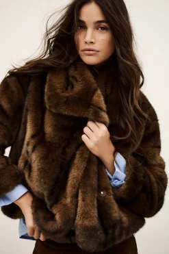 Ba&Sh FOXY manteau fausse fourrure MARRON Best
