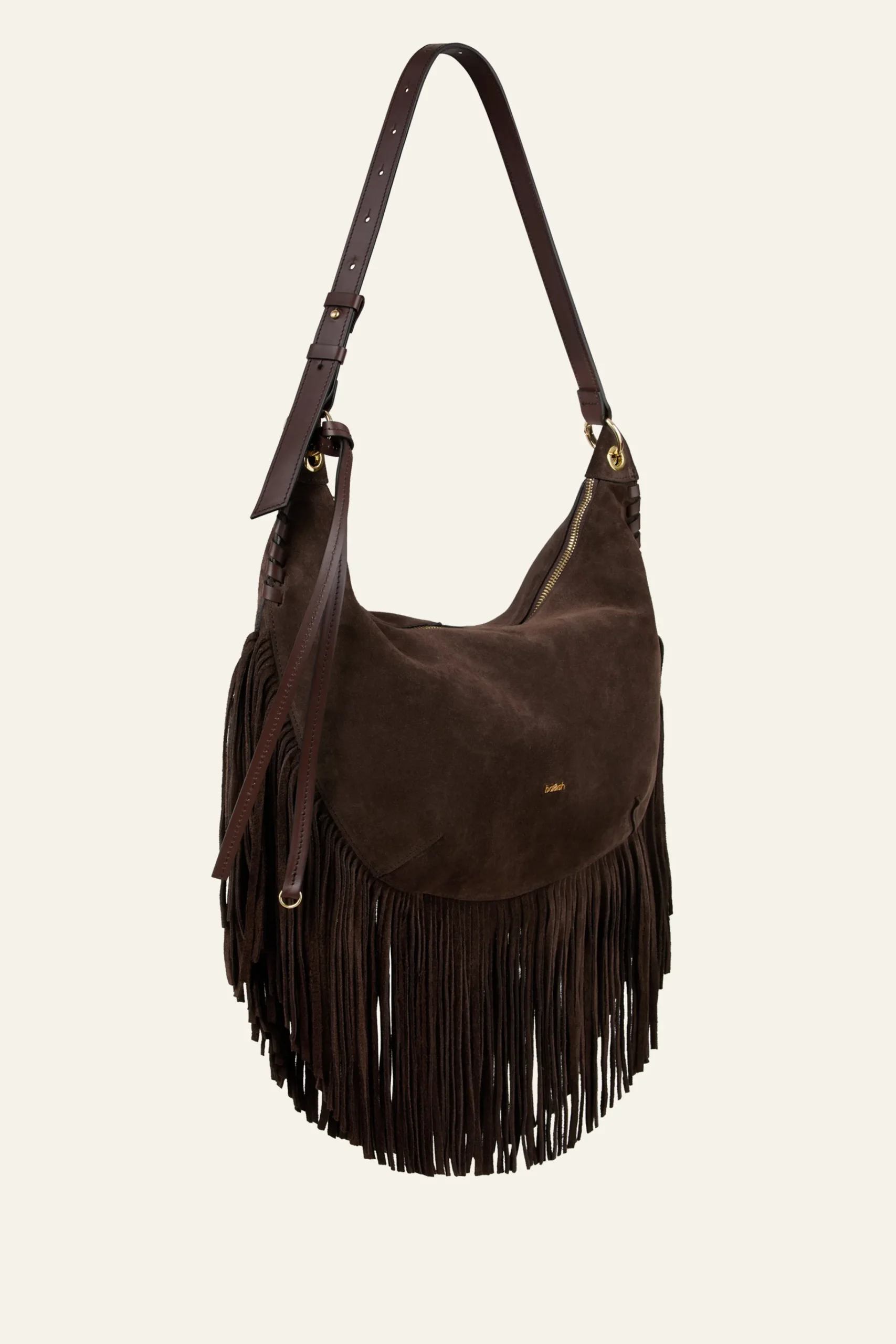 Ba&Sh FRANGES sac hobo franges MARRON Discount