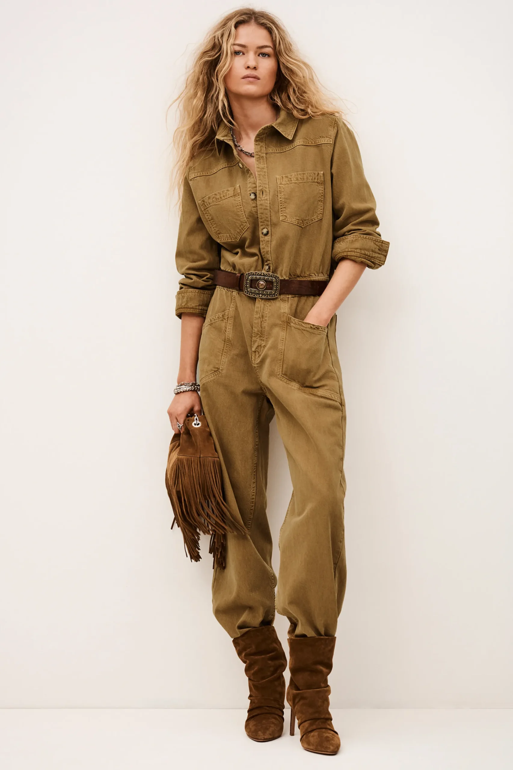 Ba&Sh FYORELLA combinaison pantalon cargo MARRON New