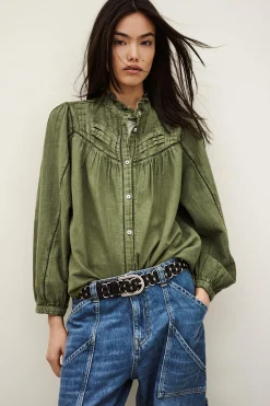 Ba&Sh GILDA blouse brodée VERT Discount