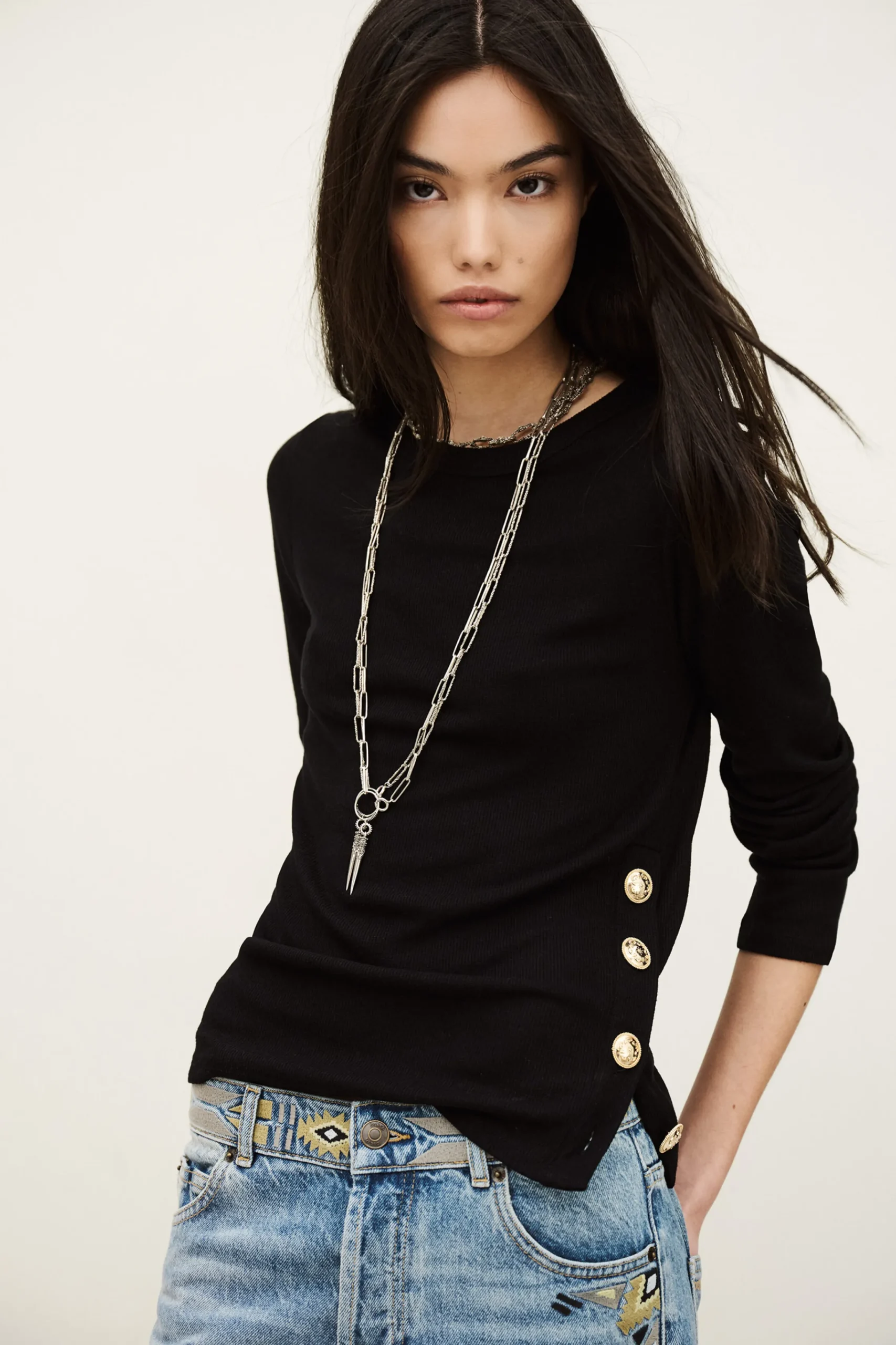 Ba&Sh GIULIA tee-shirt manches longues NOIR Discount