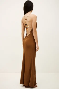 Ba&Sh HANY robe dos nu viscose fluide MARRON Sale