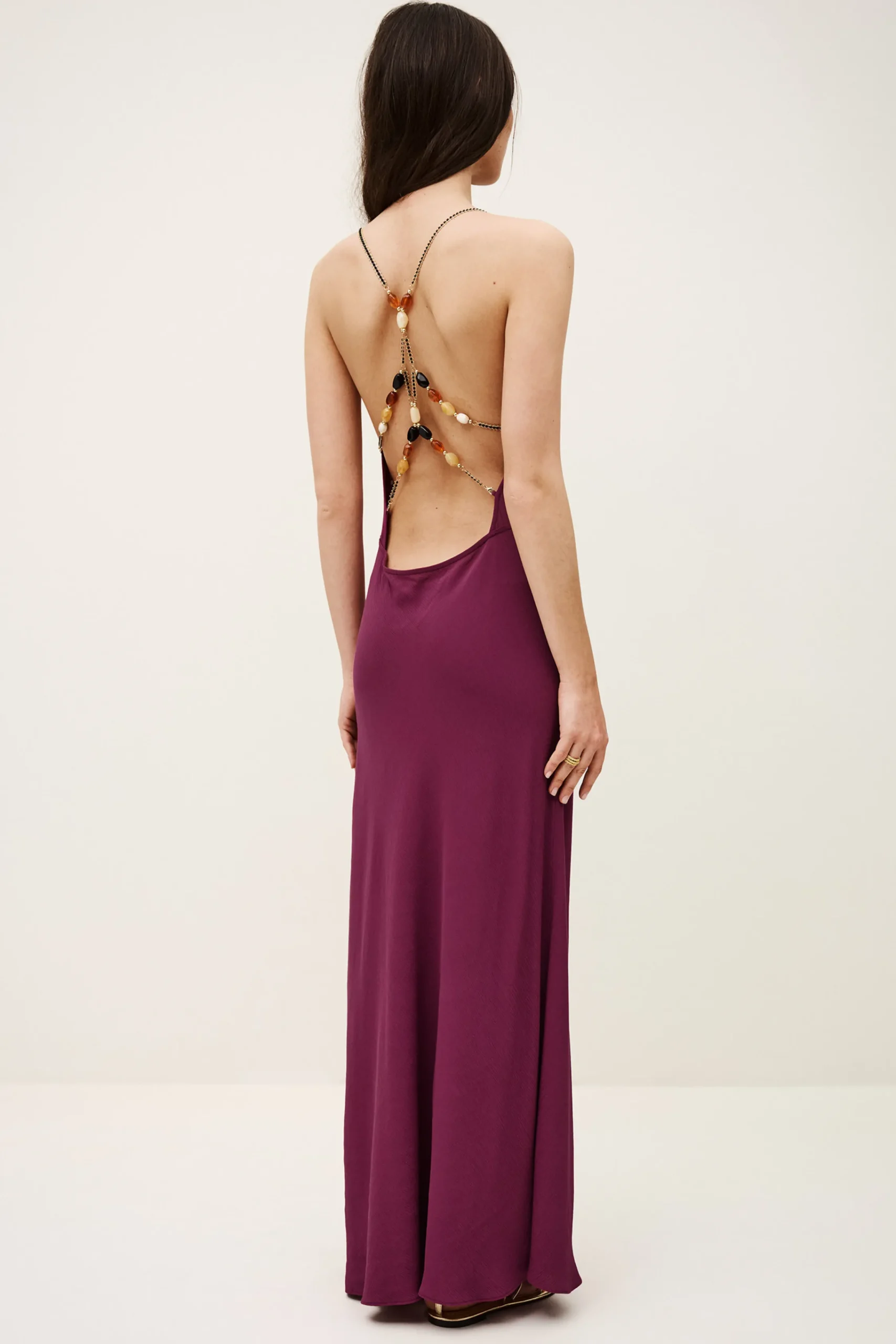 Ba&Sh HANY robe dos nu viscose fluide VIOLET