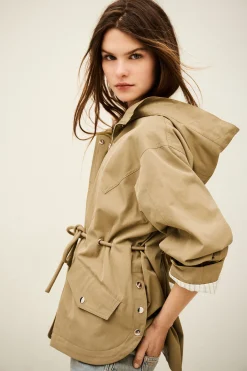Ba&Sh ILIO parka longue ceinturée MARRON Outlet