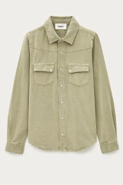 Ba&Sh JADA chemise longue western VERT Discount