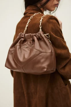 Ba&Sh JUNE mini sac cuir MARRON Sale