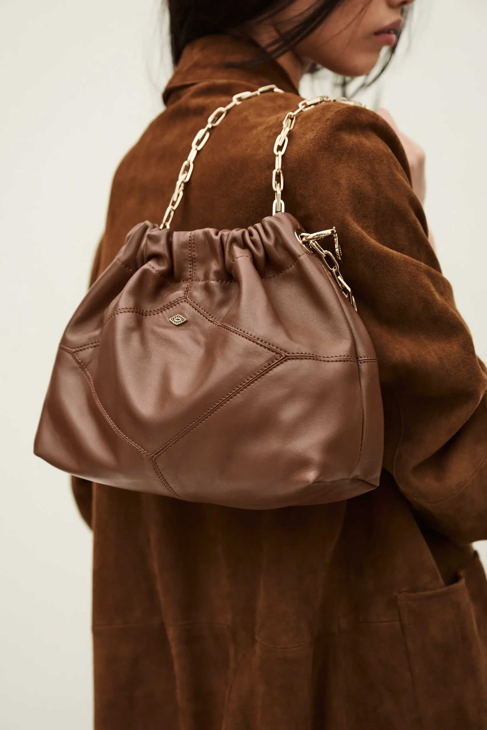 Ba&Sh JUNE mini sac cuir MARRON Sale