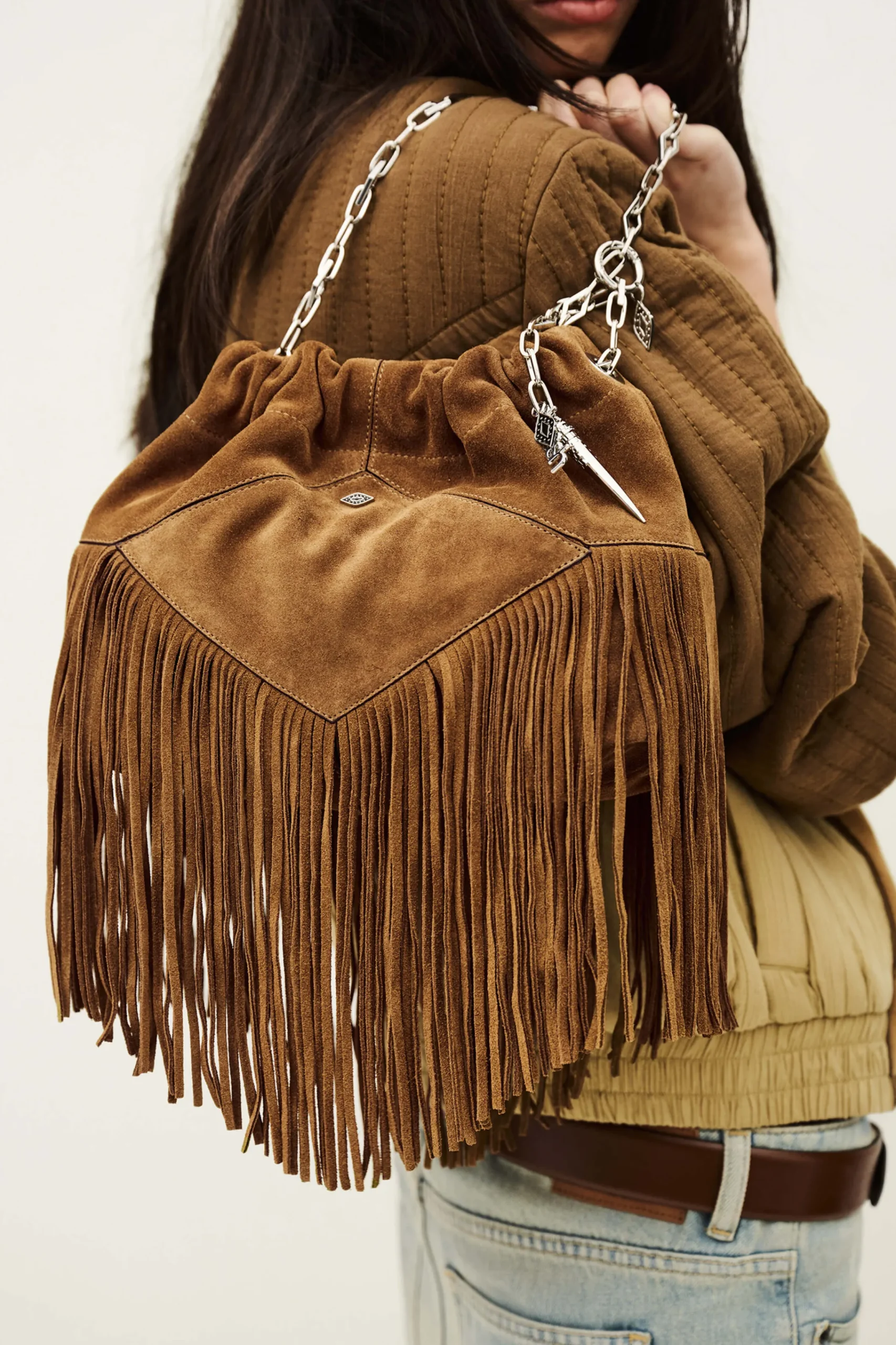 Ba&Sh JUNE mini sac daim MARRON Clearance