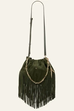 Ba&Sh JUNE mini sac daim VERT Best