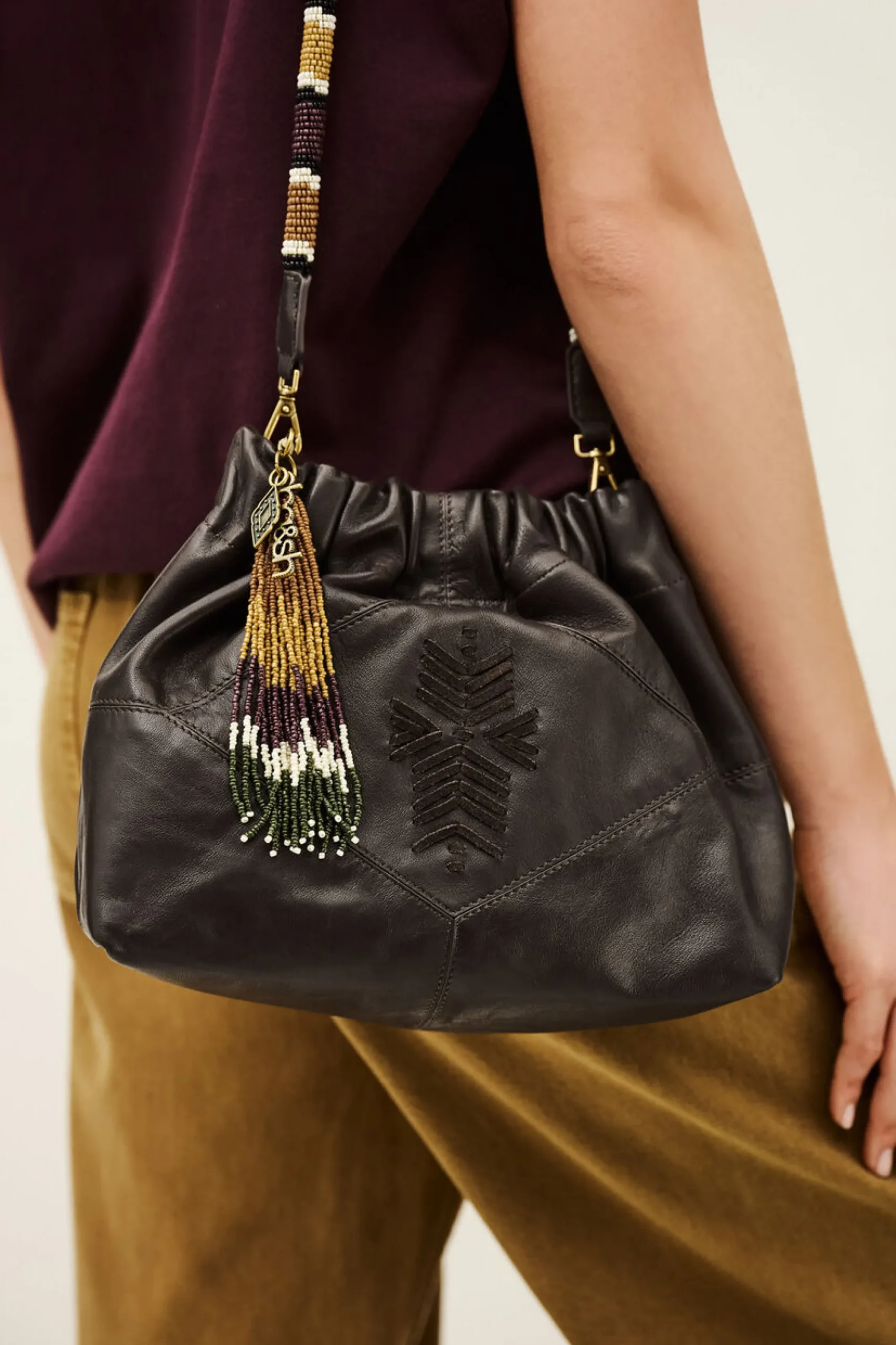 Ba&Sh JUNE mini tote perles MARRON Online