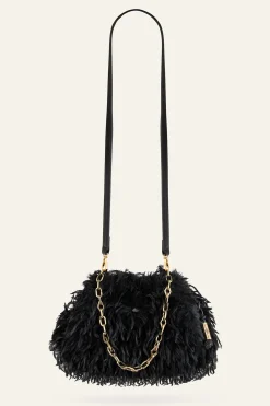 Ba&Sh JUNE pochette plumes NOIR New