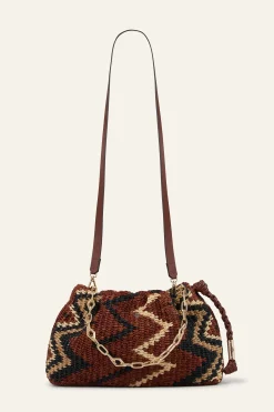Ba&Sh JUNE pochette raphia tribal NOIR Discount
