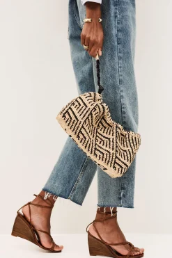 Ba&Sh JUNE sac en raphia NOIR Hot