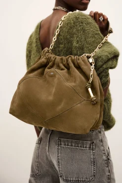 Ba&Sh JUNE Tote rectangulaire grand format VERT New