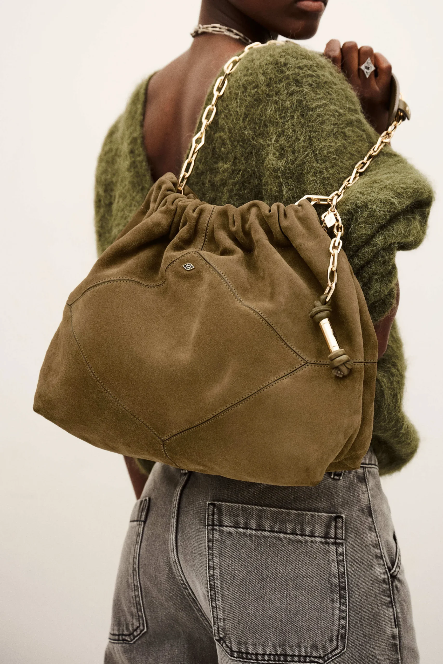 Ba&Sh JUNE Tote rectangulaire grand format VERT New