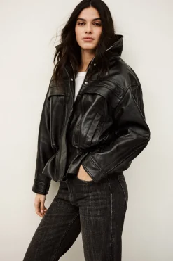 Ba&Sh KASSIA veste cuir oversized NOIR Clearance