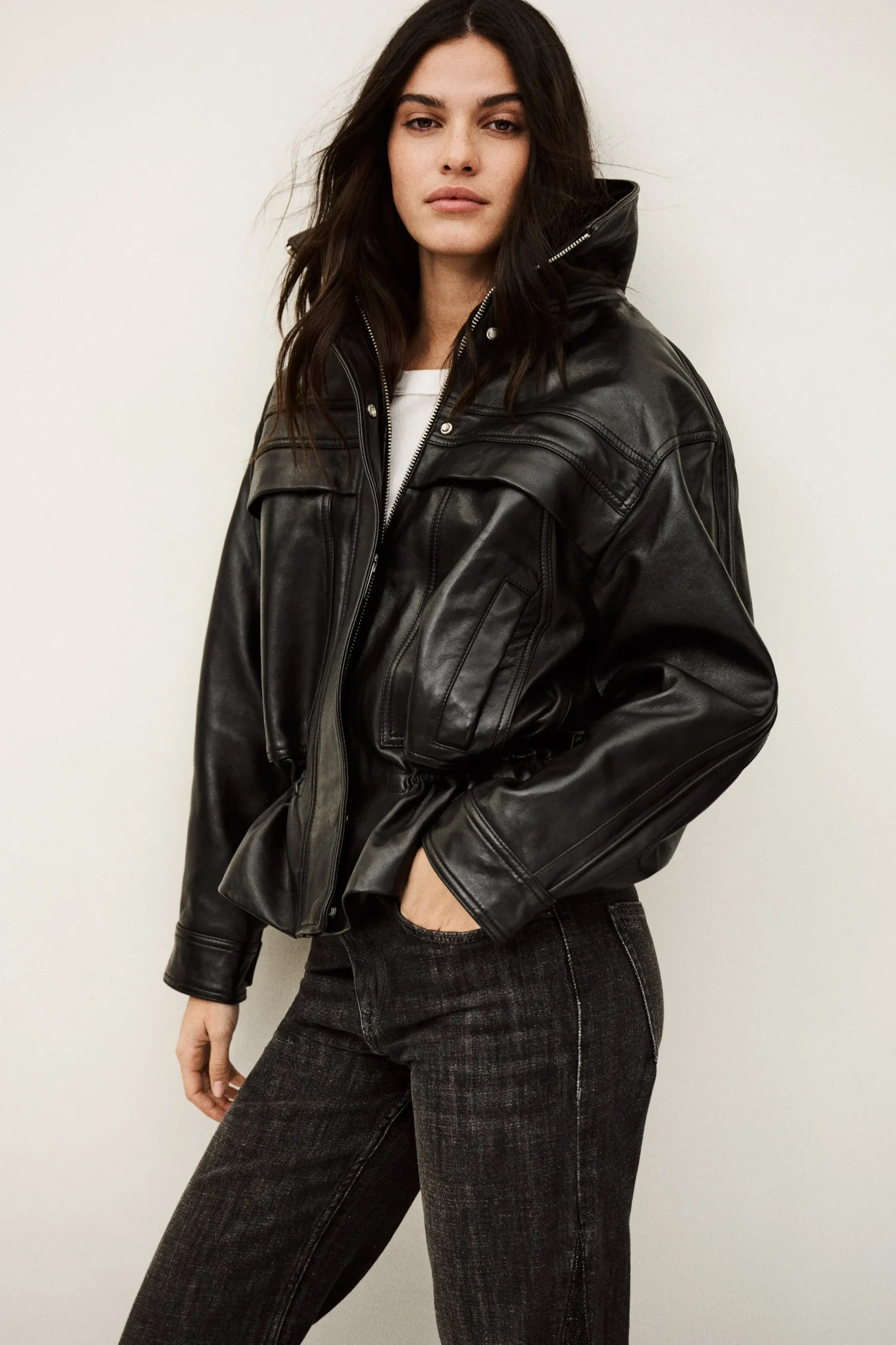 Ba&Sh KASSIA veste cuir oversized NOIR Clearance