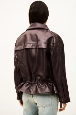Ba&Sh KASSIA veste cuir oversized ROUGE Sale